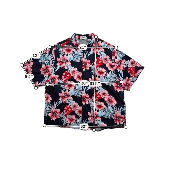 Vatpave Mens XXXL Hawaiian Shirt Black Hibiscus Floral Aloha Short Sleeve - Picture 10 of 10